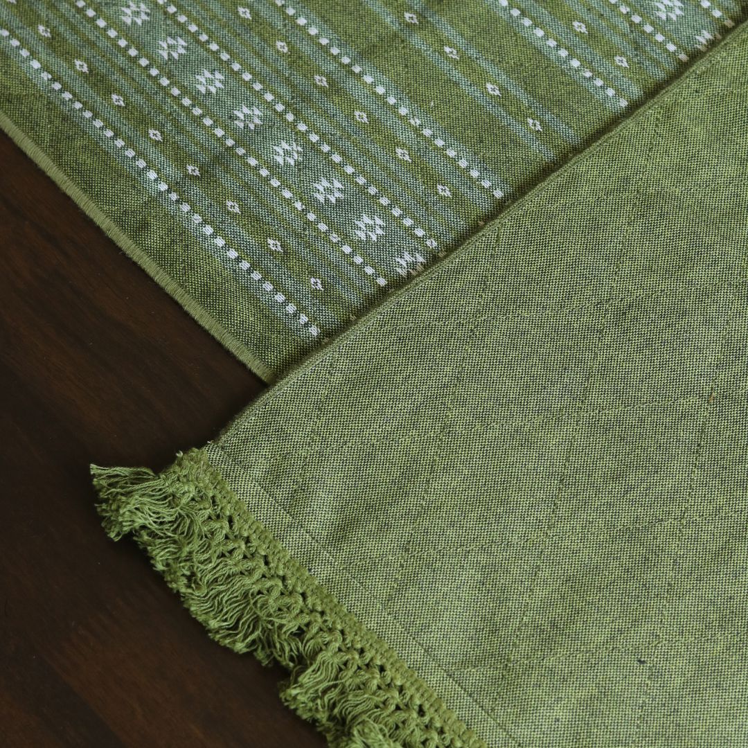 Woven Moss Green Reversible Runner