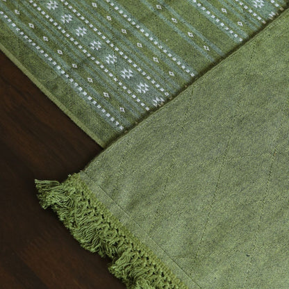 Woven Moss Green Reversible Runner