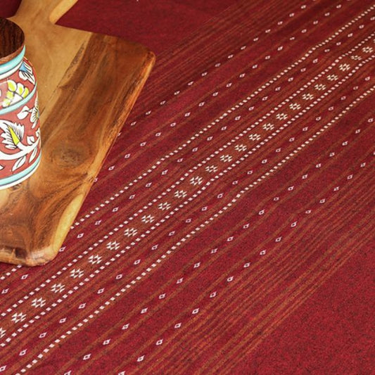 Woven Ruby Red  - Bhujodi Inspired Tablecloth