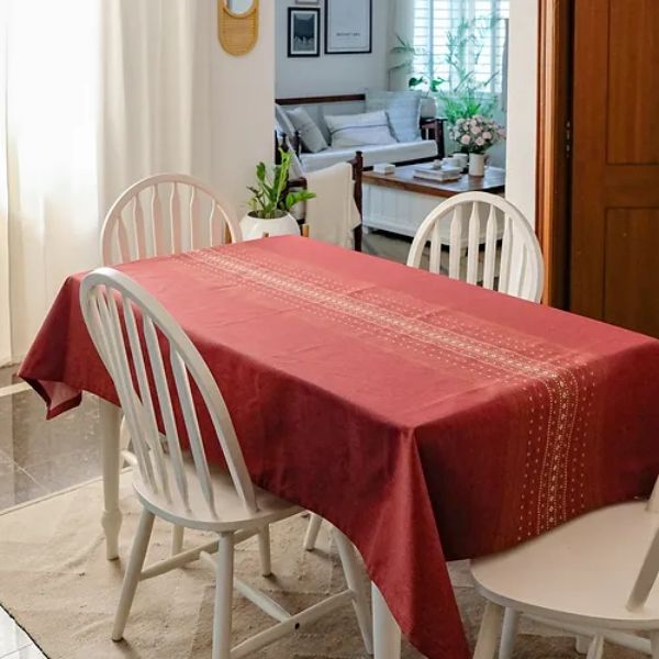 Woven Ruby Red - Bhujodi Inspired Tablecloth Ruby Red