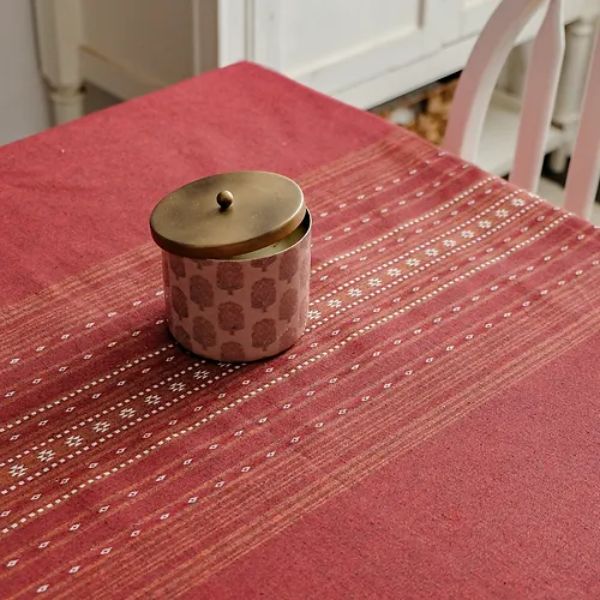 Woven Ruby Red - Bhujodi Inspired Tablecloth