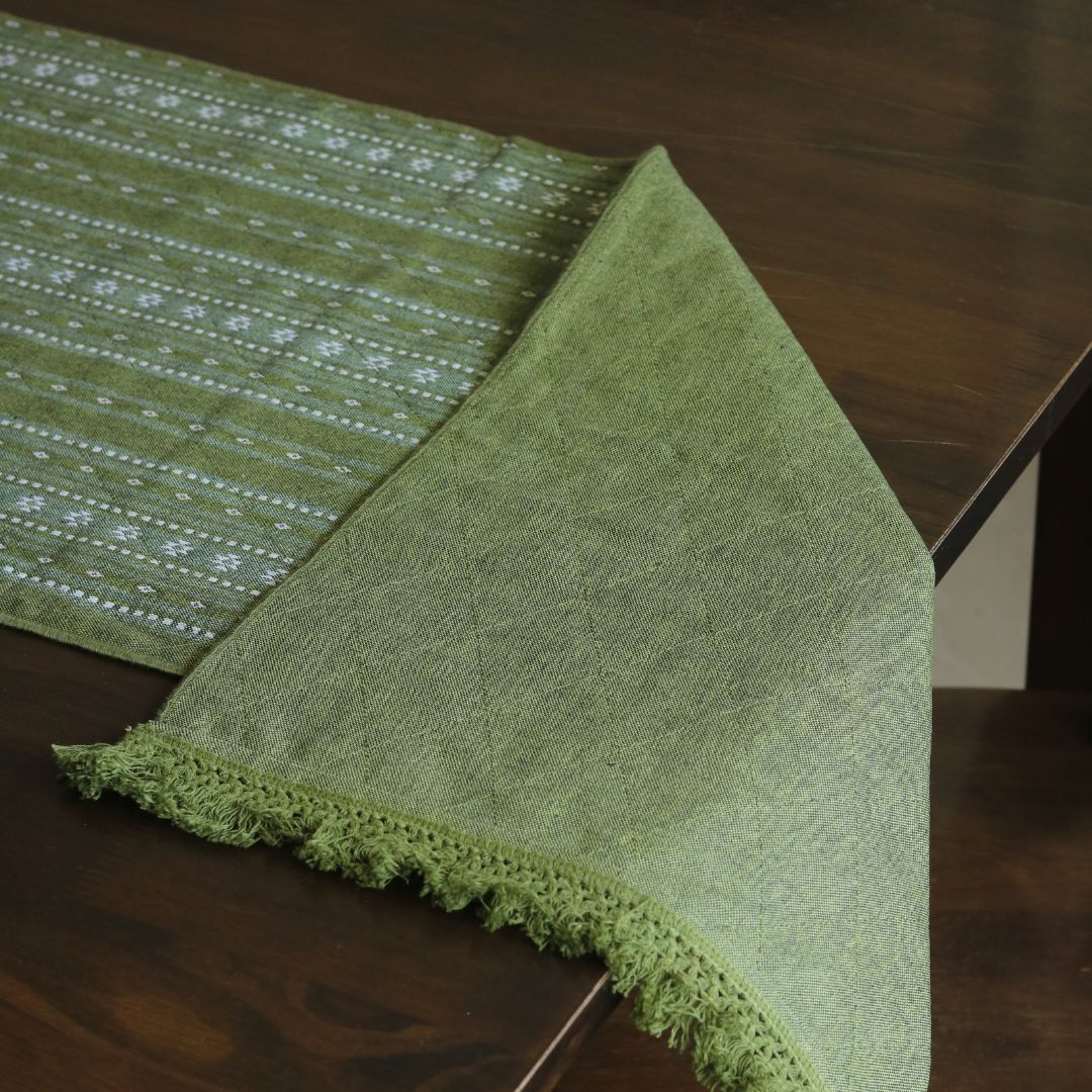 Woven Moss Green Reversible Runner