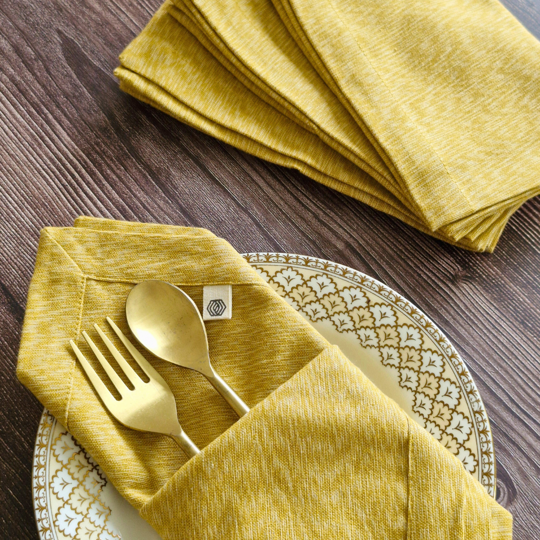 Mustard Chambray - Cotton Table Napkins Mustard