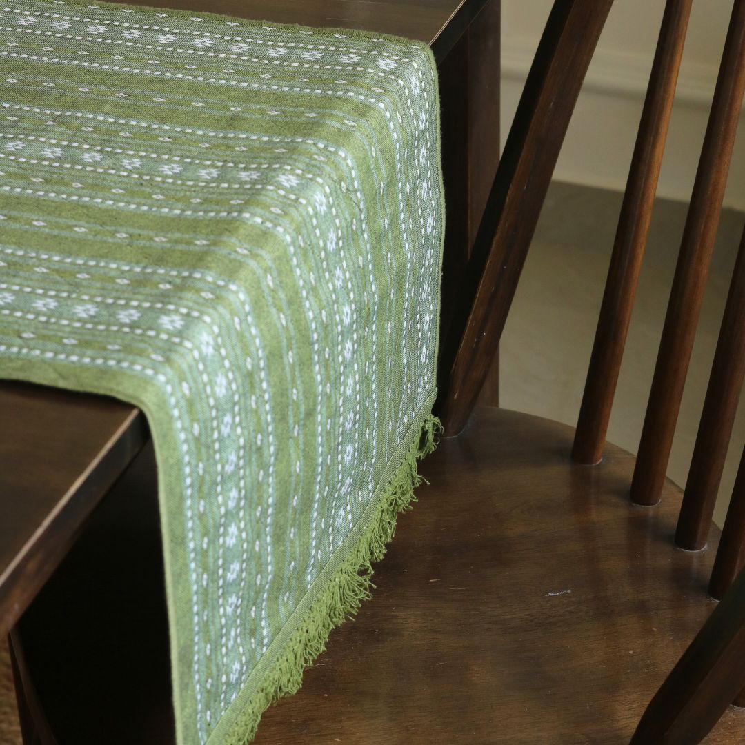 Woven Moss Green Reversible Runner