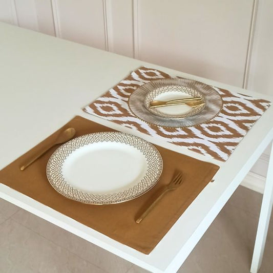 Beige Ikat & Tan Placemats