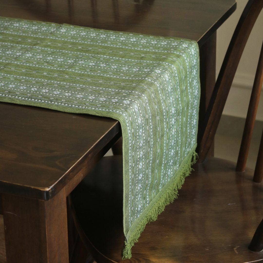 Woven Moss Green Reversible Runner