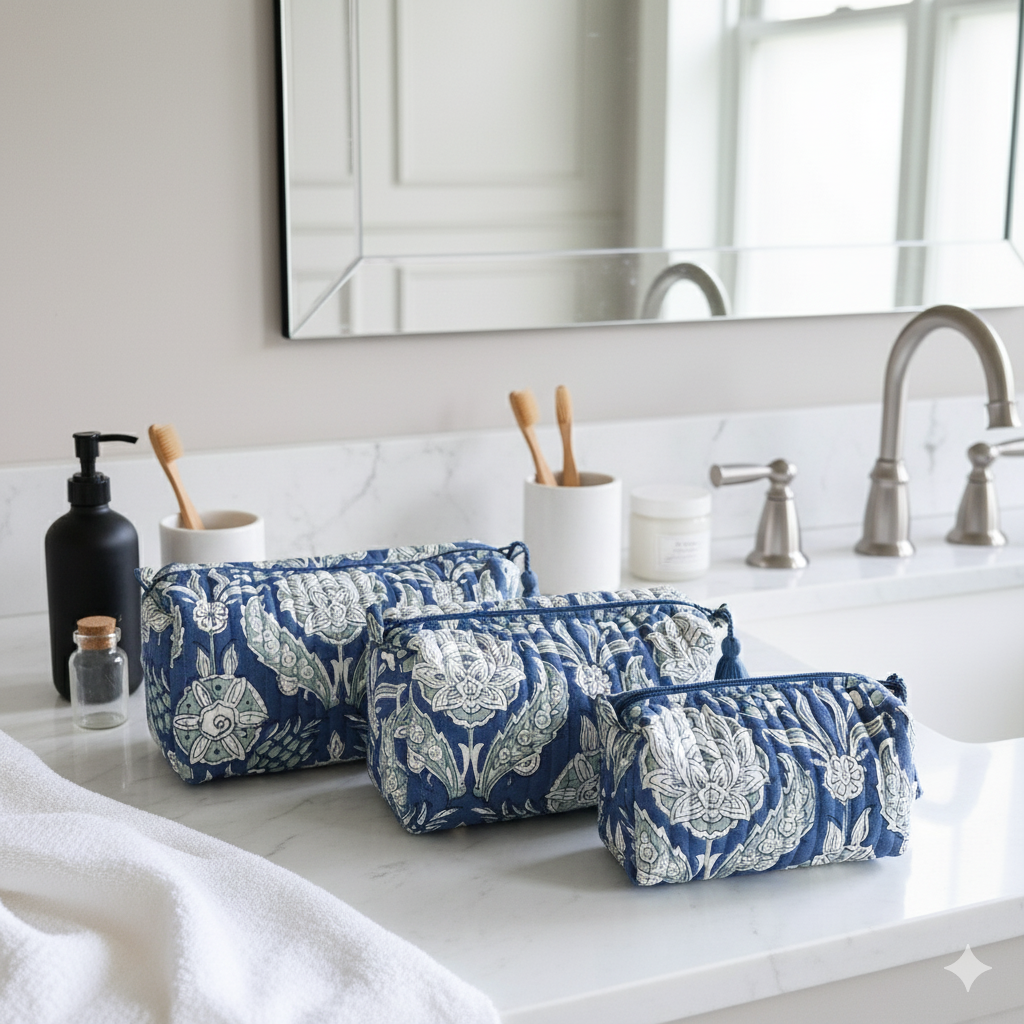 Quilted Pouches - Stormy Skies