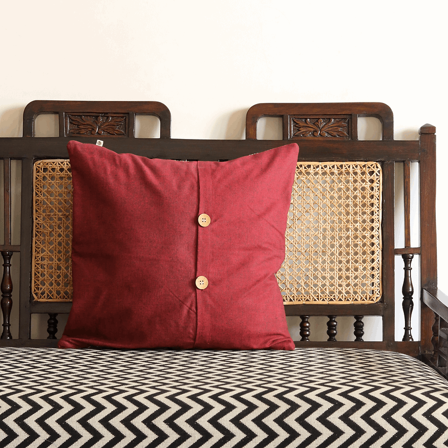 Woven Ruby Red Cushion Cover