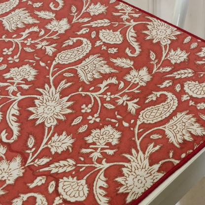 Sweet Almond Mahjong Tablecloth + All Over Red Floral & Chevron Mahjong Mat