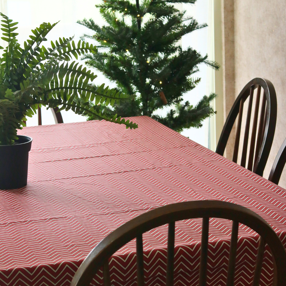 All Over Red Chevron Tablecloth