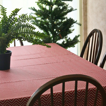 All Over Red Chevron Tablecloth