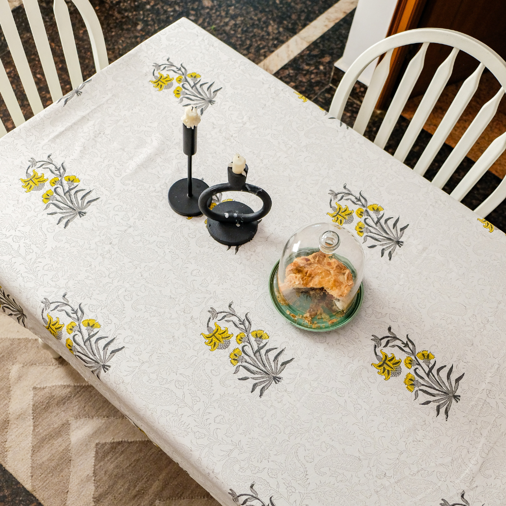 Ochre Falling Flower Tablecloth