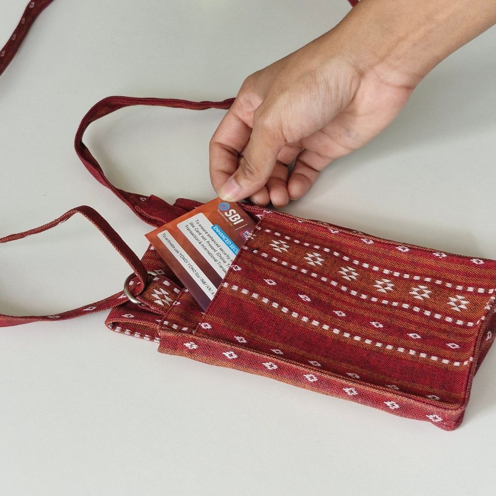Woven Ruby Red Mobile Pouch