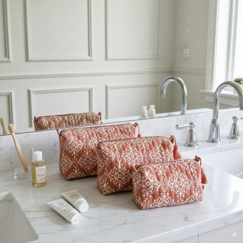 Quilted Pouches - Agra Red