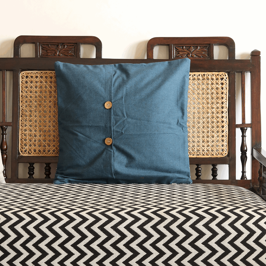 Woven Aegean Blue Cushion Cover