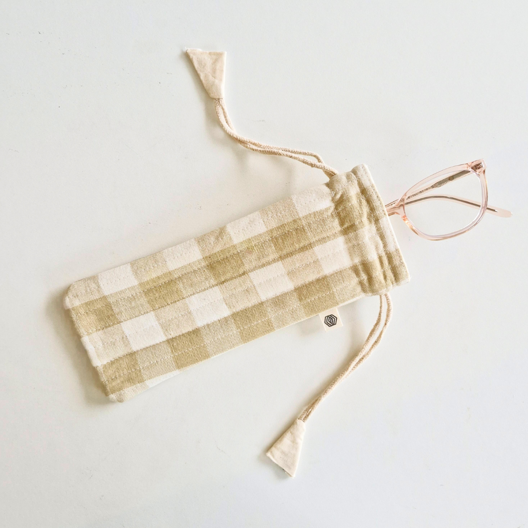 Optical Pouch - Beige Gingham Checks
