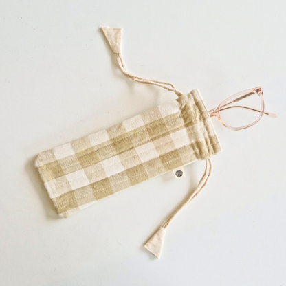 Optical Pouch - Beige Gingham Checks