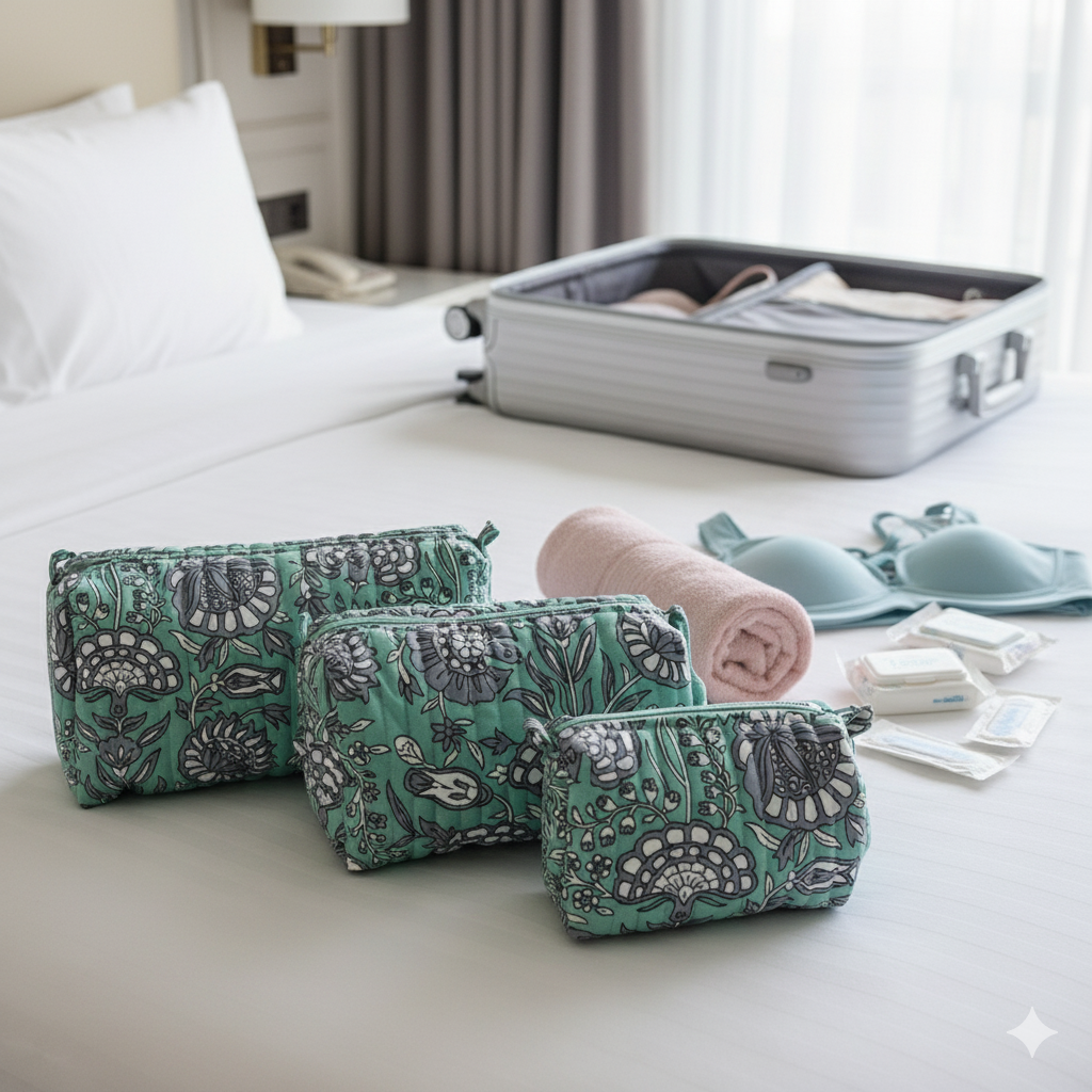 Quilted Pouches - Tranquil Teal