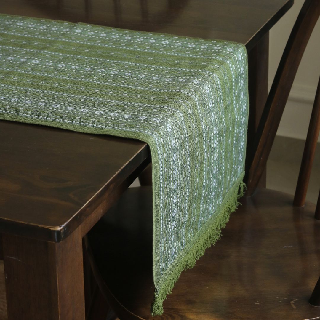 Woven Moss Green Reversible Runner