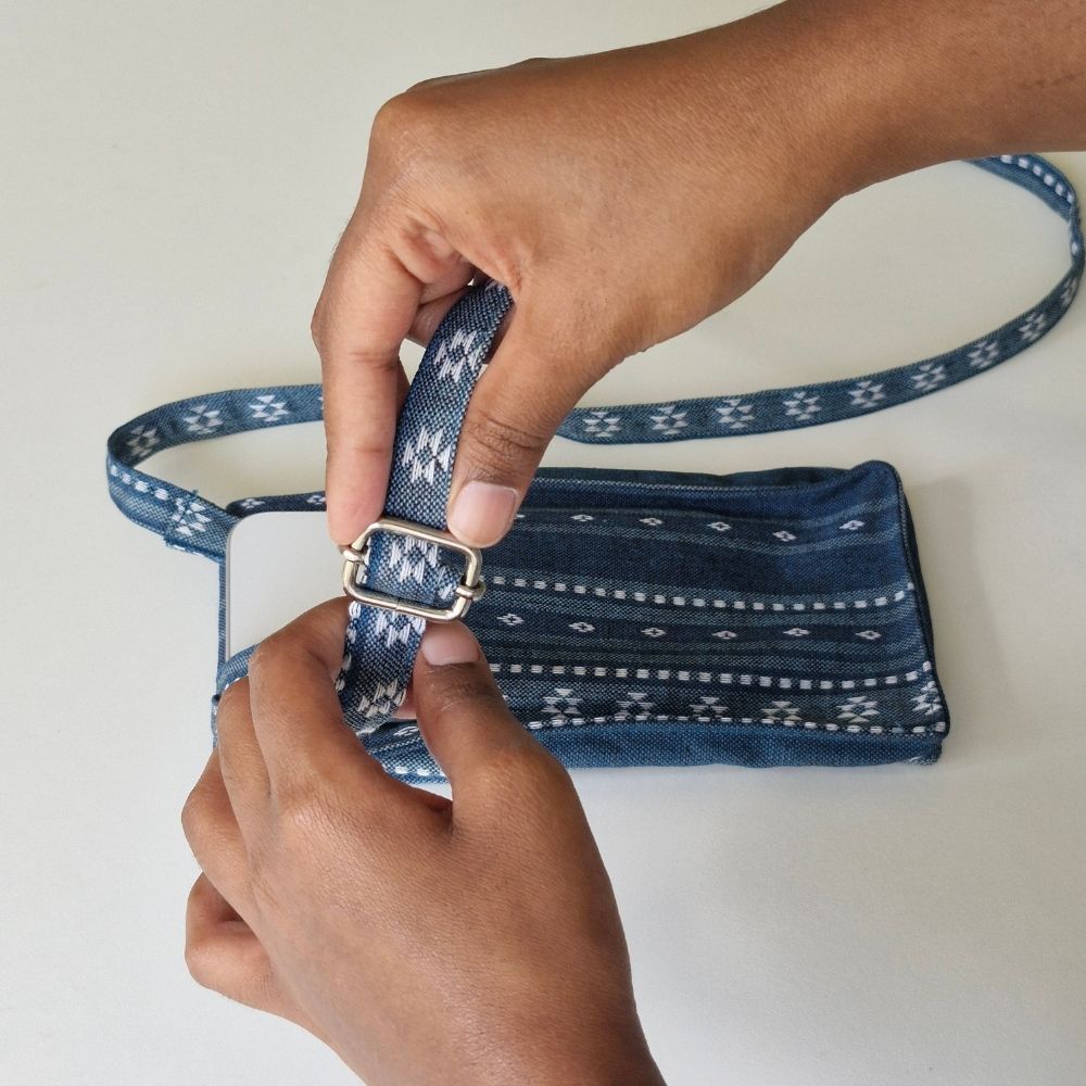 Woven Aegean Blue Mobile Pouch