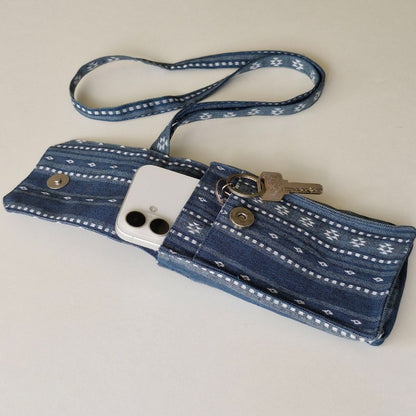 Woven Aegean Blue Mobile Pouch