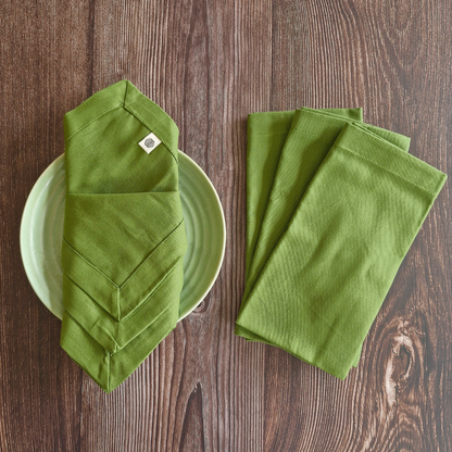 Leaf Green Solid - Cotton Table Napkins