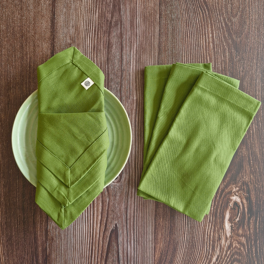 Leaf Green Solid - Cotton Table Napkins