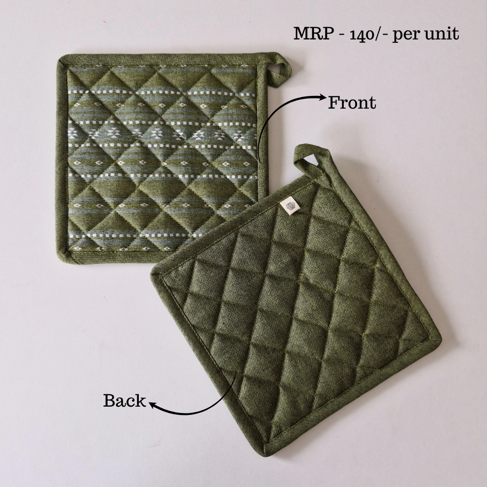 Wipeable & Reversible Pot Holder - Moss Green