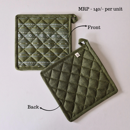 Wipeable & Reversible Pot Holder - Moss Green