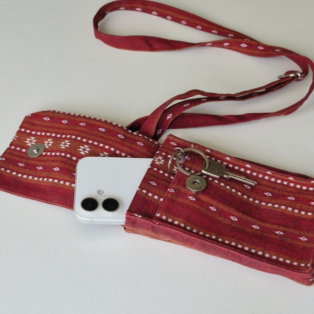 Woven Ruby Red Mobile Pouch