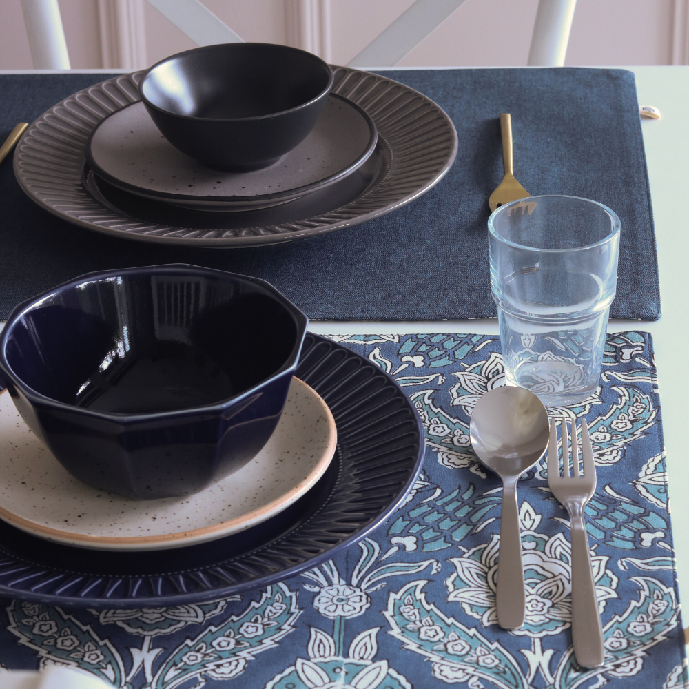 Stormy Skies & Woven Aegean Blue Placemats