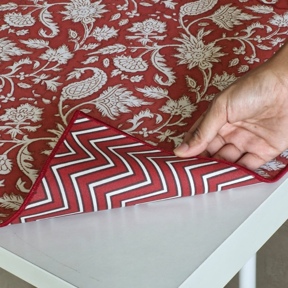 Sweet Almond Mahjong Tablecloth + All Over Red Floral & Chevron Mahjong Mat