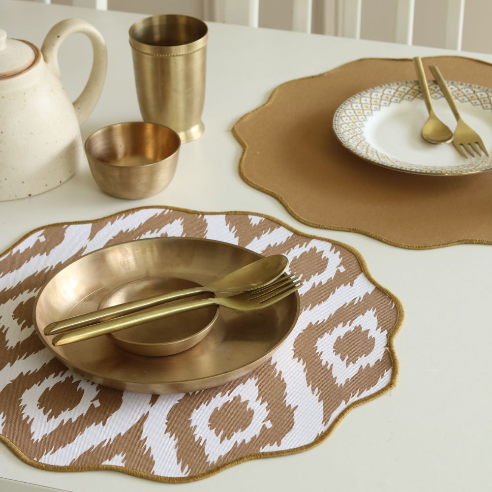 Beige Ikat & Tan Placemats