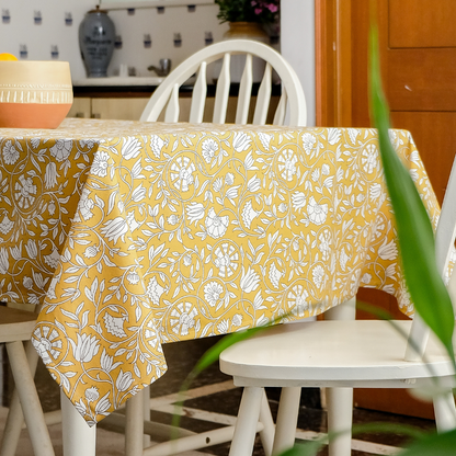 Mustard Fields Cotton Tablecloth