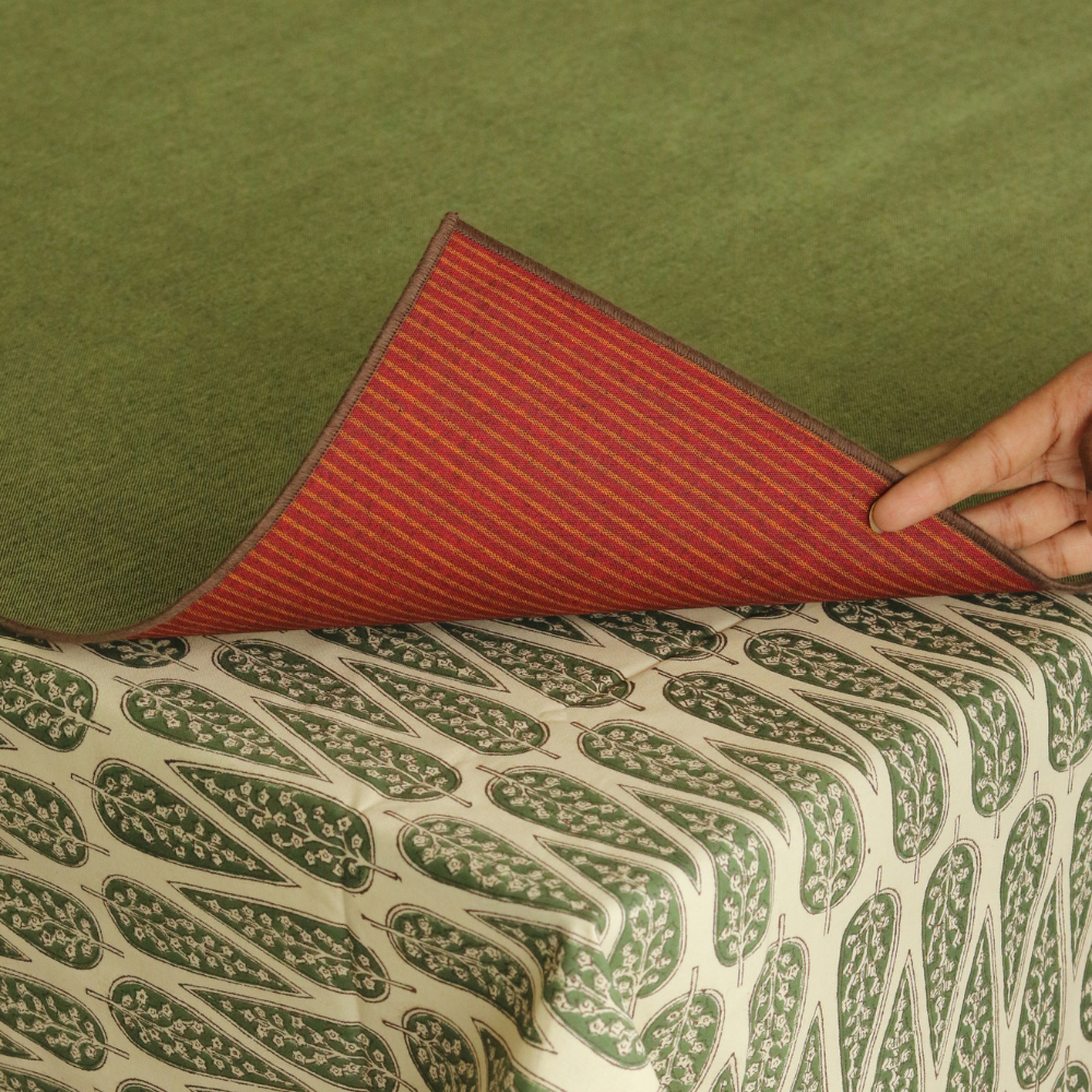 Serene Sunset & Moss Green Chambray Mahjong Mat