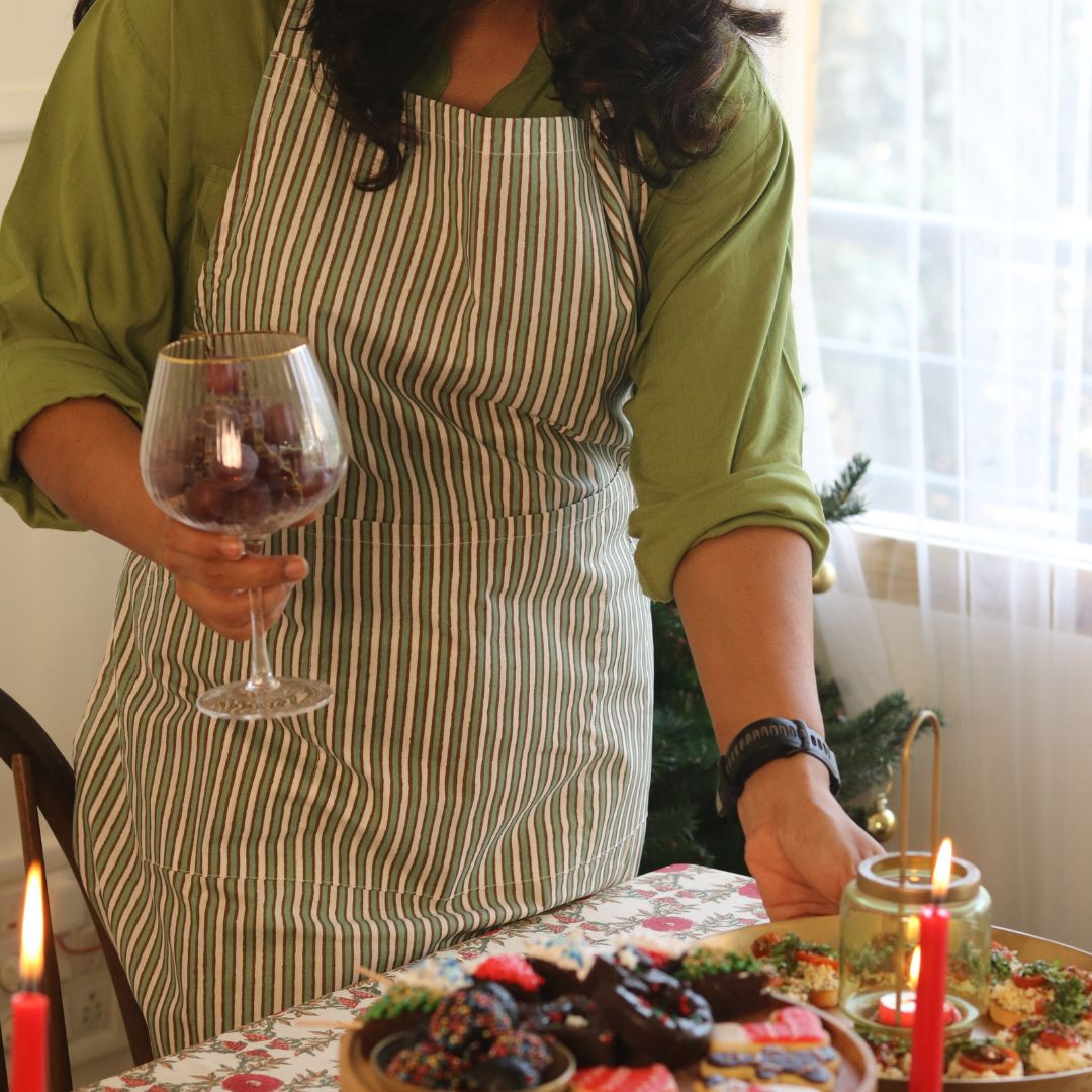 Spill-Resistant, 3-pocket, Cotton Apron - Sage Green