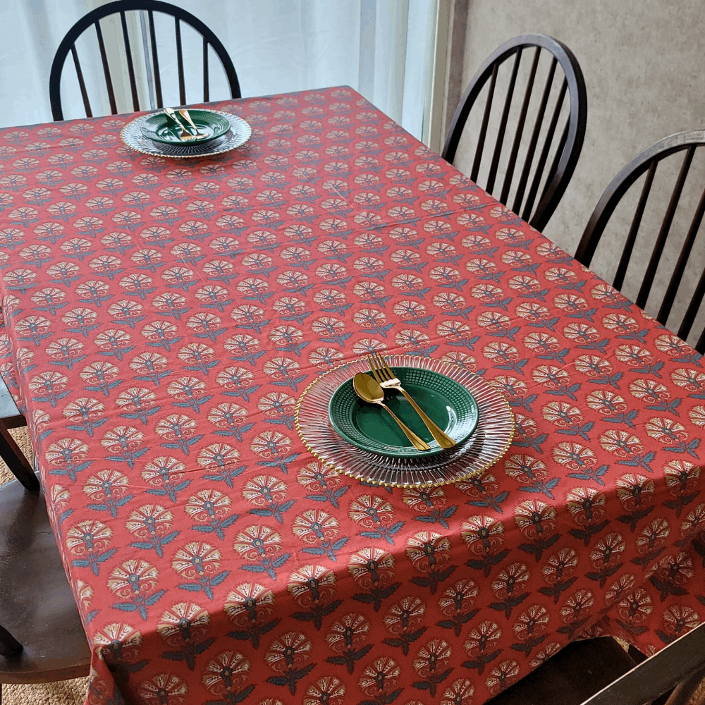 Festive Coral Tablecloth