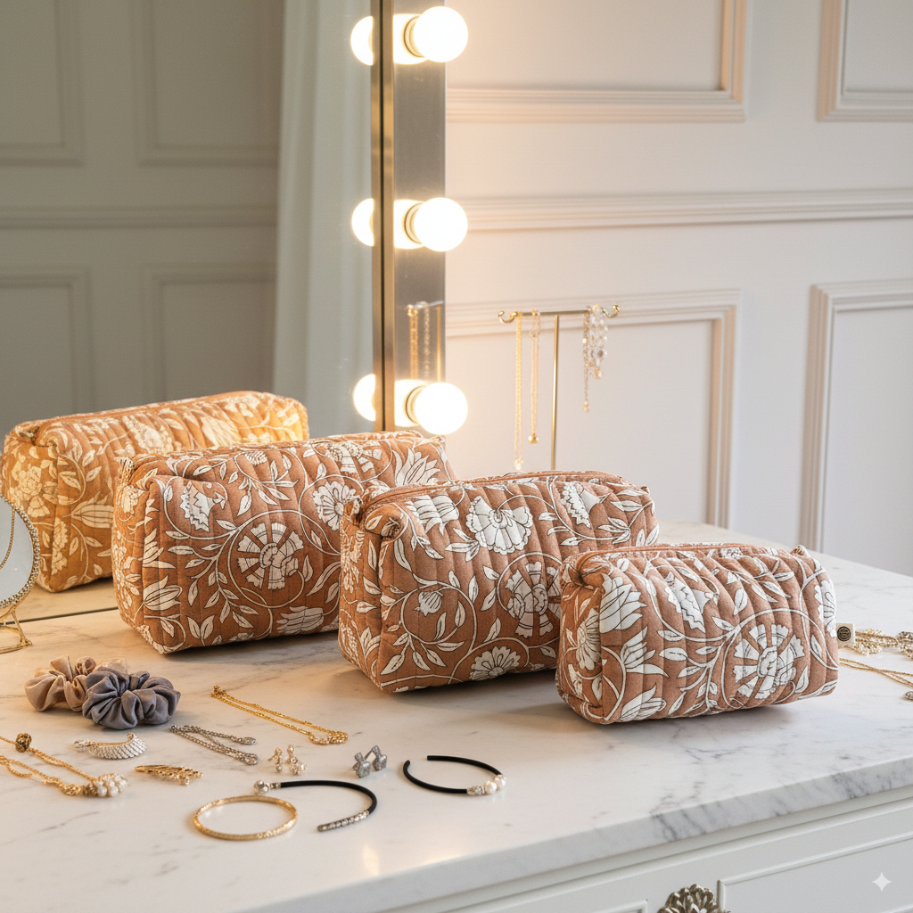 Quilted Pouches - Dusty Rose