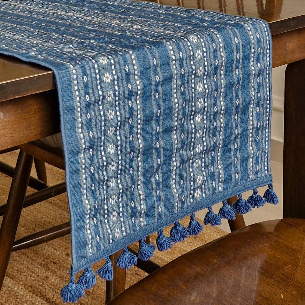 Woven Aegean Blue Reversible Runner