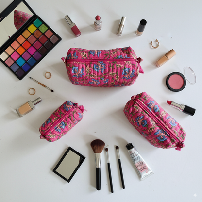 Quilted Pouches - Royal Fuschia