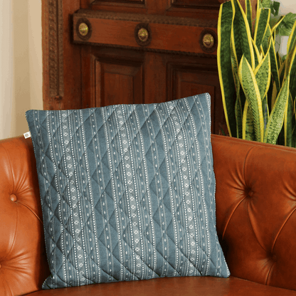 Woven Aegean Blue Cushion Cover Square (18"X18") Aegean Blue