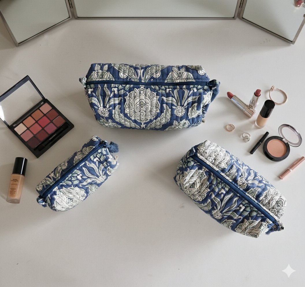 Quilted Pouches - Stormy Skies