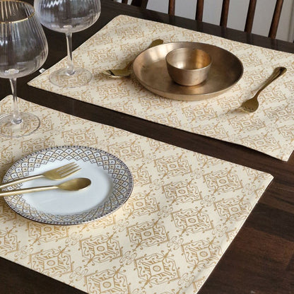 Golden Citrine Placemats Beige & Gold Rectangle (12" x 17")