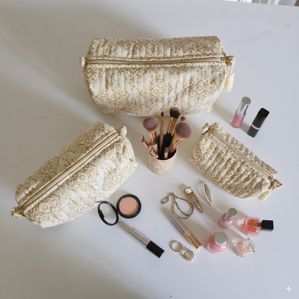 Quilted Pouches - Golden Citrine