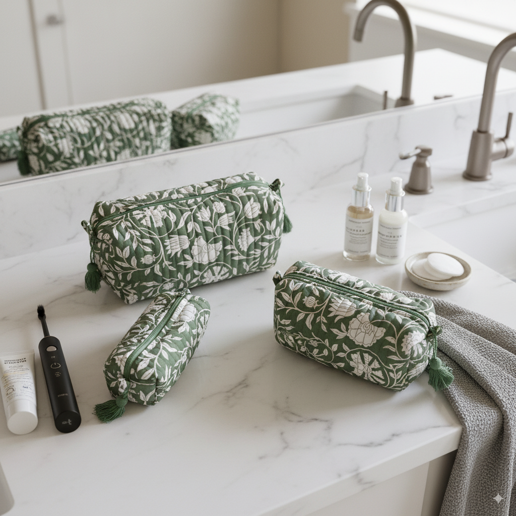 Quilted Pouches - Forest Pine