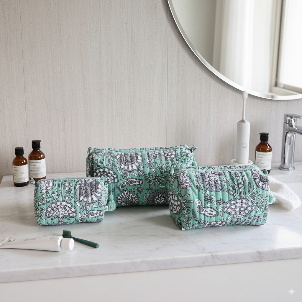 Quilted Pouches - Tranquil Teal