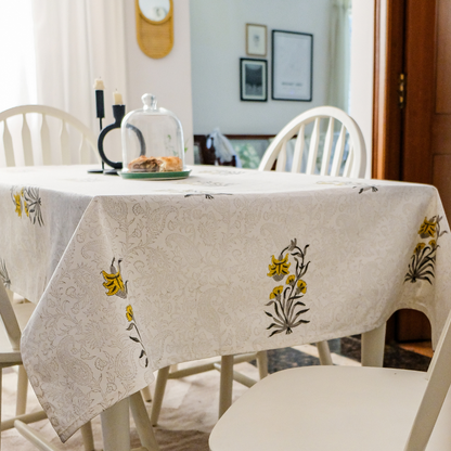 Ochre Falling Flower Tablecloth