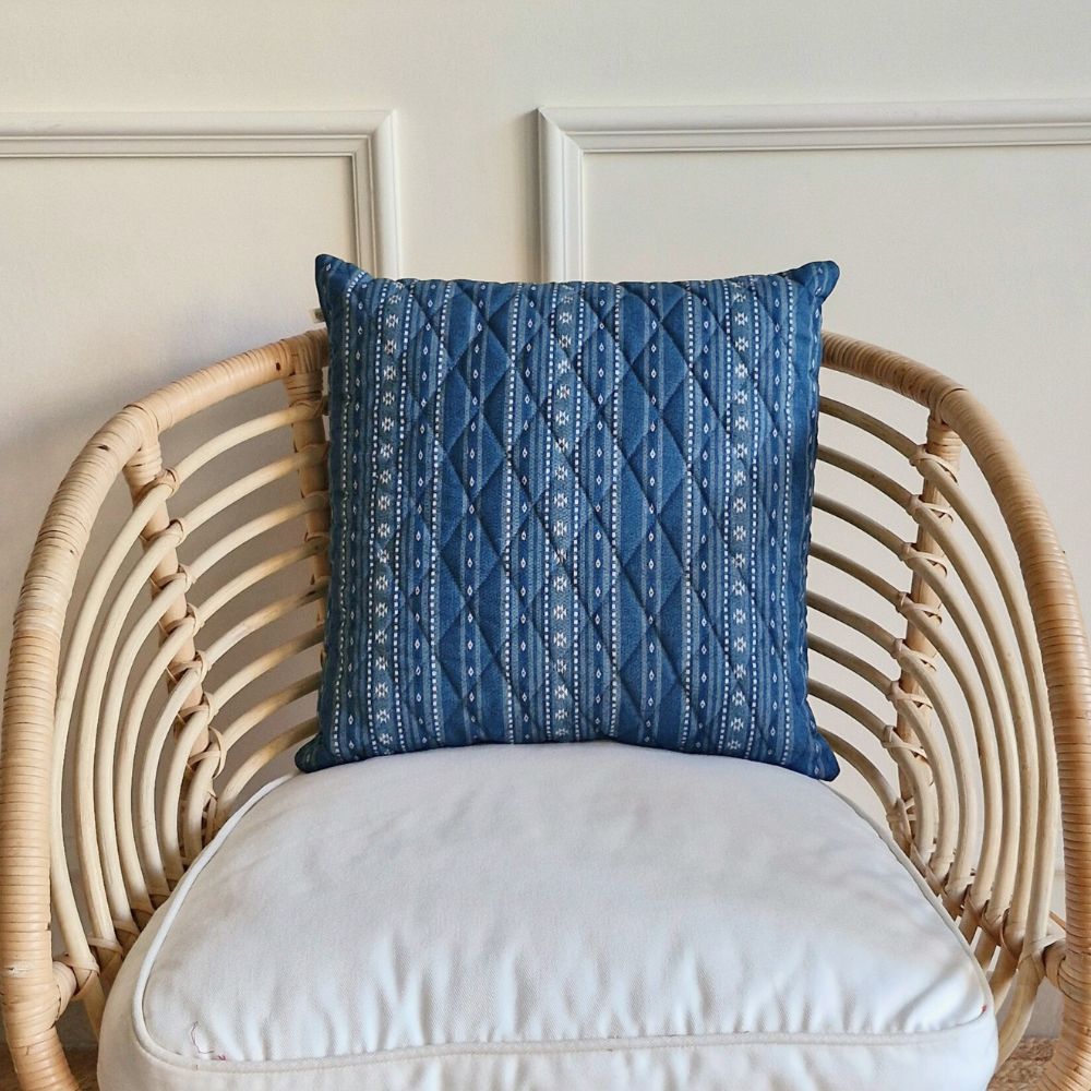 Woven Aegean Blue Cushion Cover