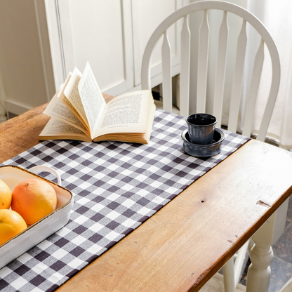 Bed & Breakfast - Black Gingham Checks Runner