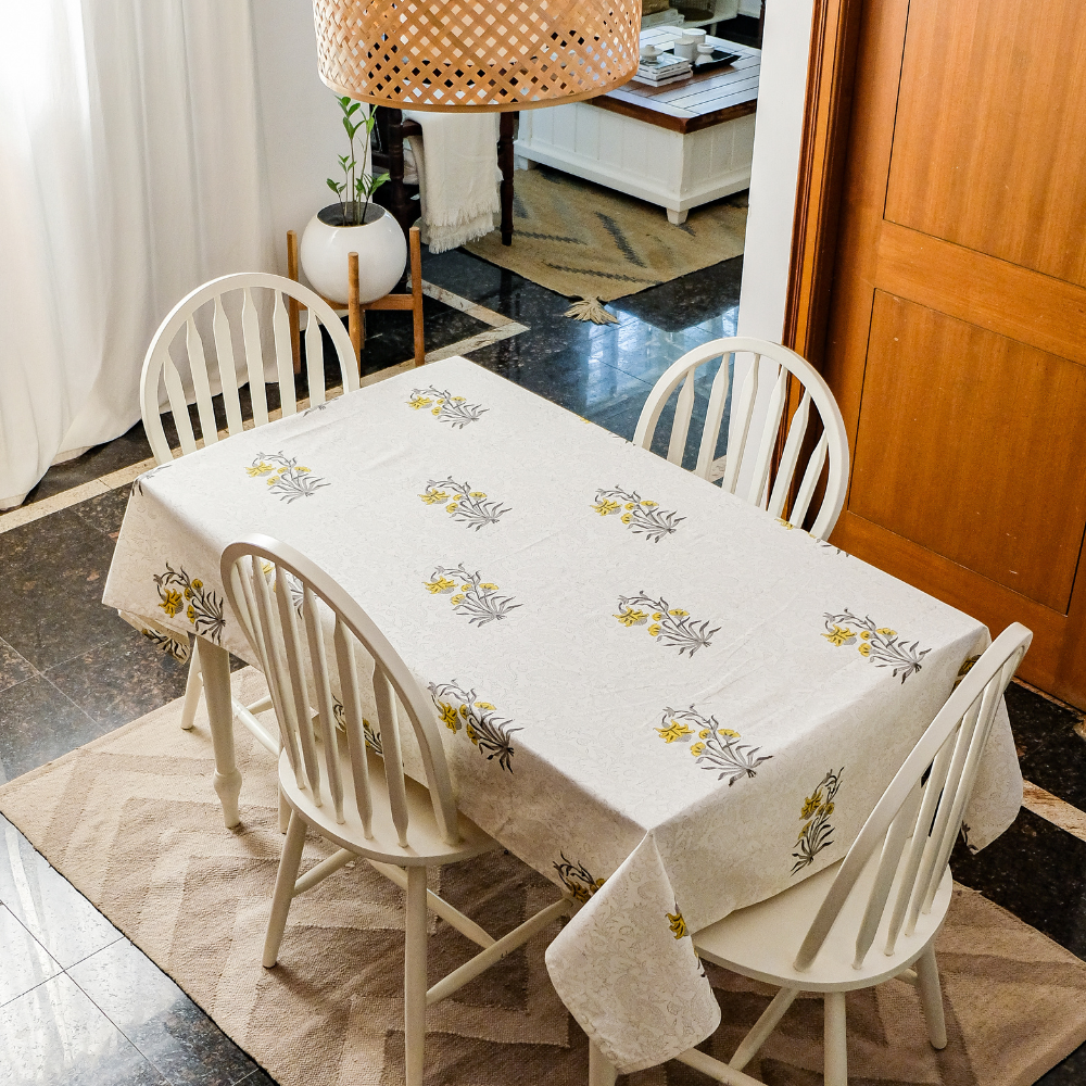 Ochre Falling Flower Tablecloth